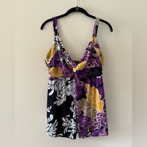Tahari Purple and Yellow Floral Dress